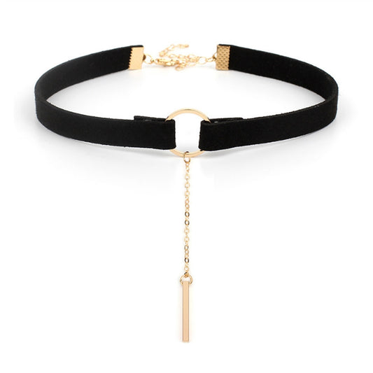 Fashion Velvet Collar Necklace With Chain Adjustab