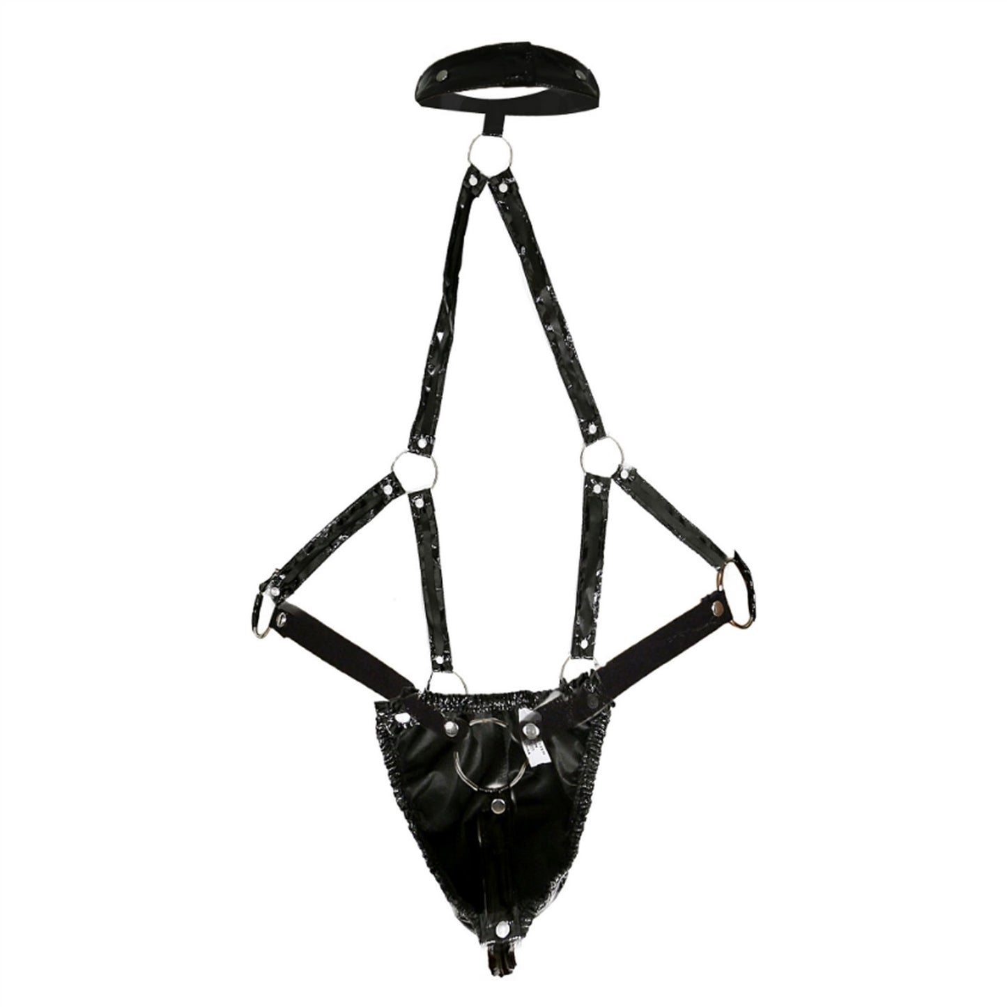 Men's PU Leather One-piece Hollow Patent Leather S