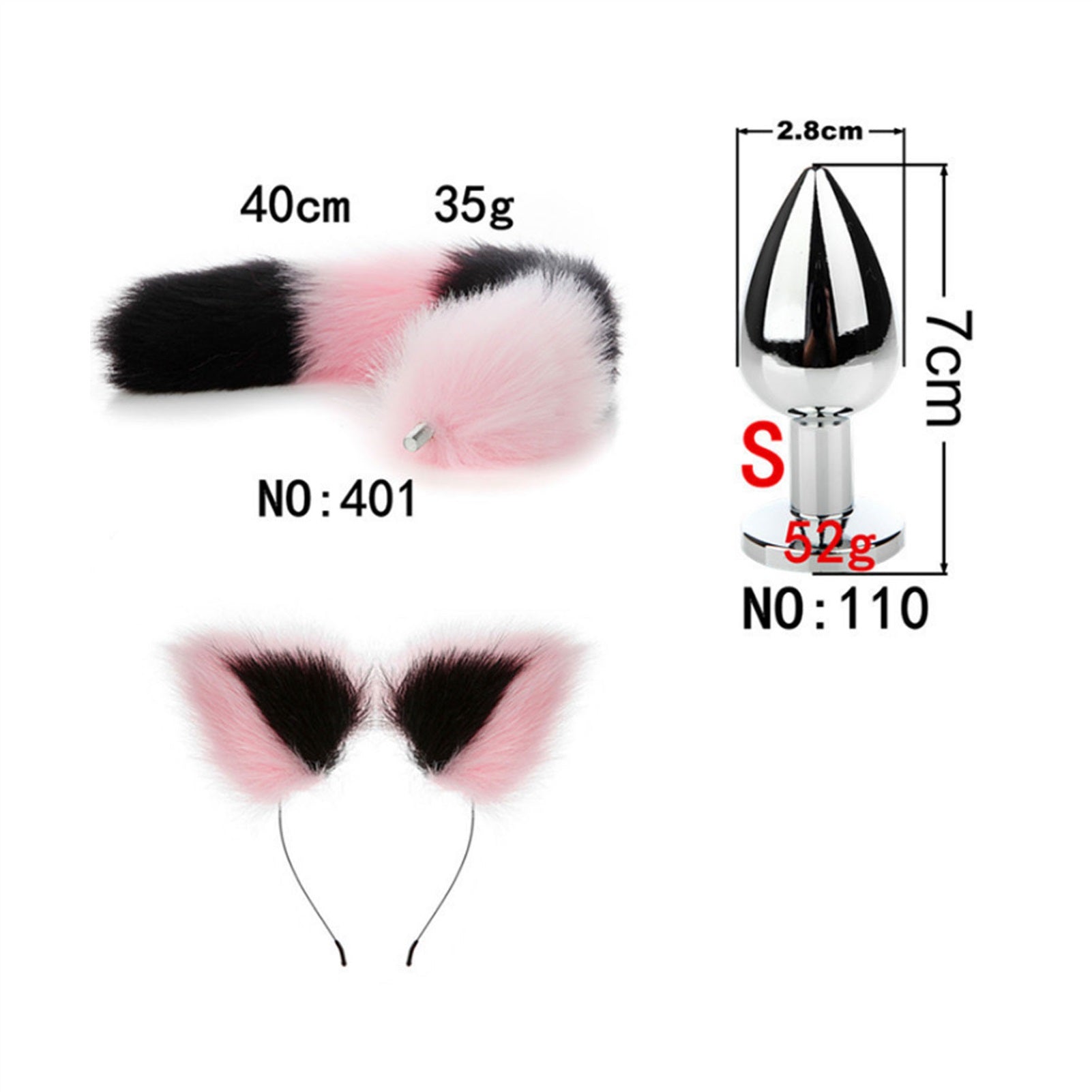 Faux fox tail anal plug ear hairpin set cosplay ad
