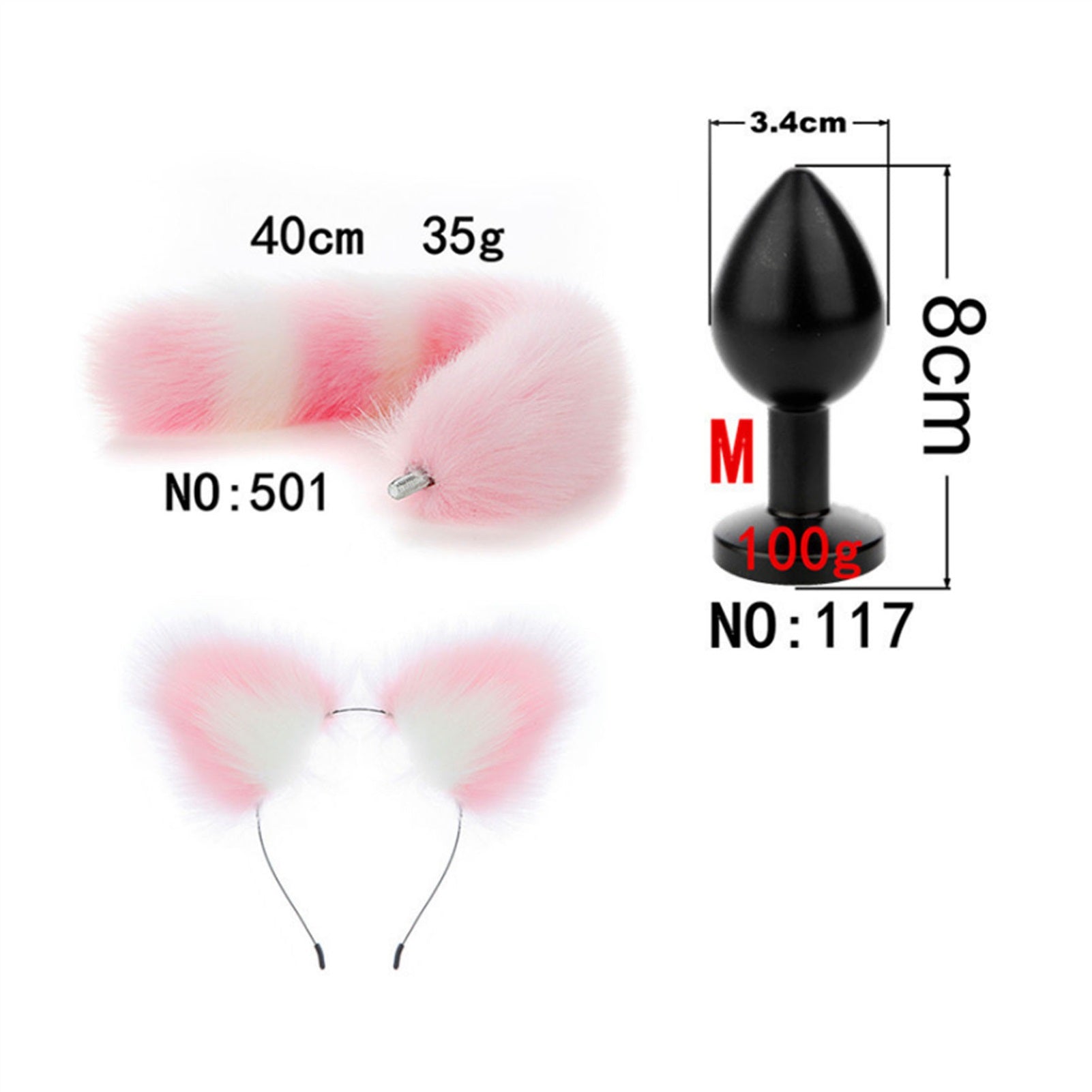 Faux fox tail anal plug ear hairpin set cosplay ad