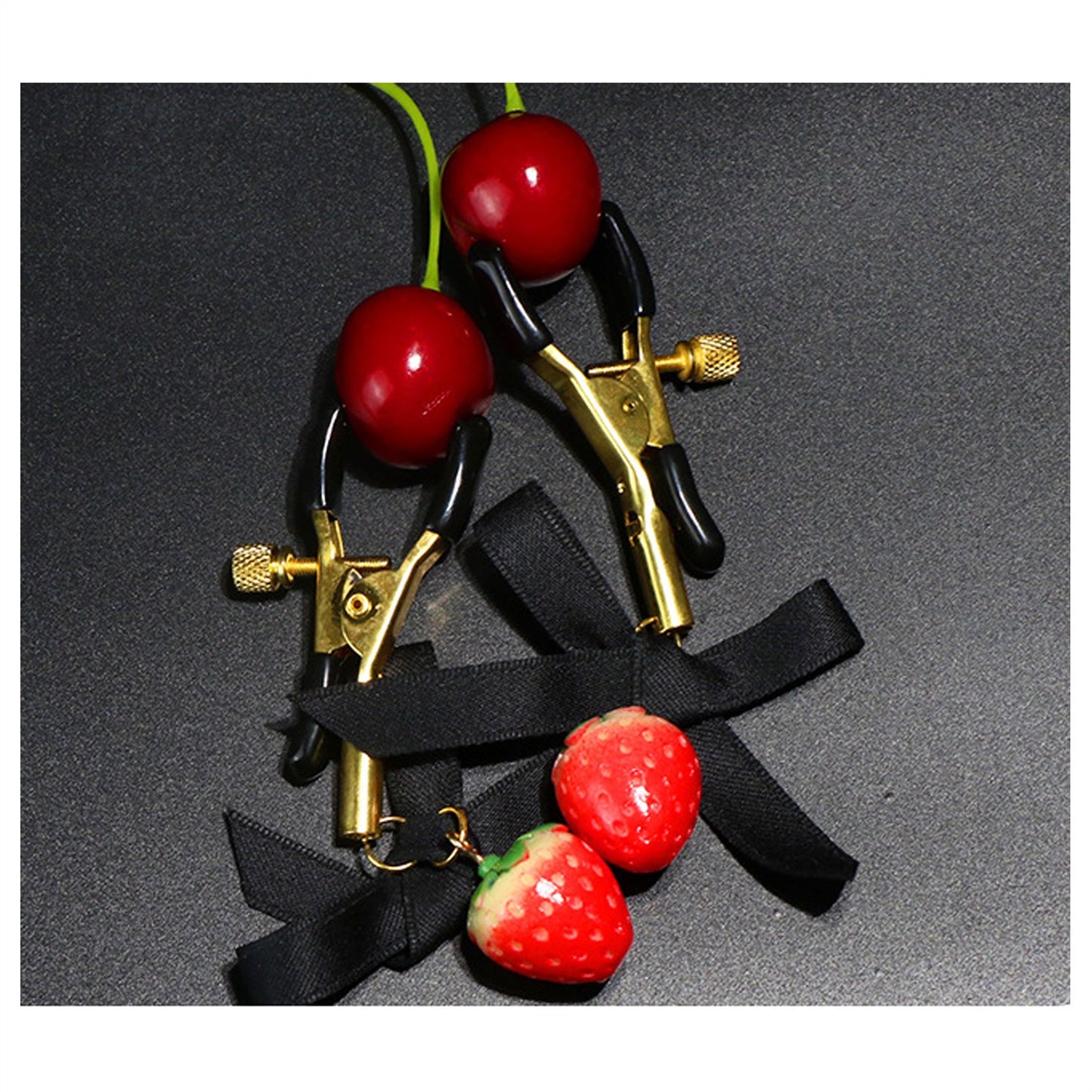 Strawberry Bow Metal Clip Nipple Clamps With Screw