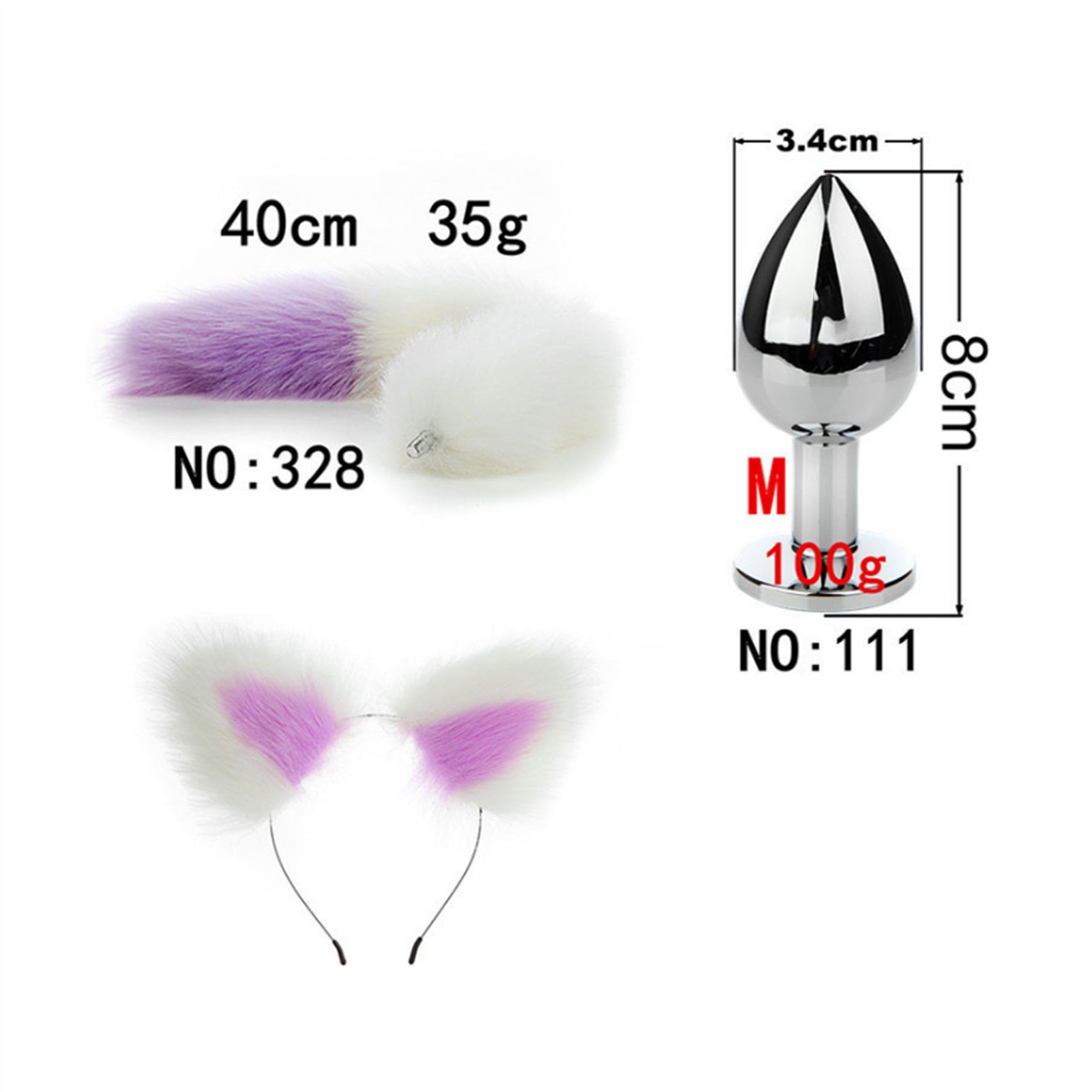 Faux fox tail anal plug ear hairpin set cosplay ad