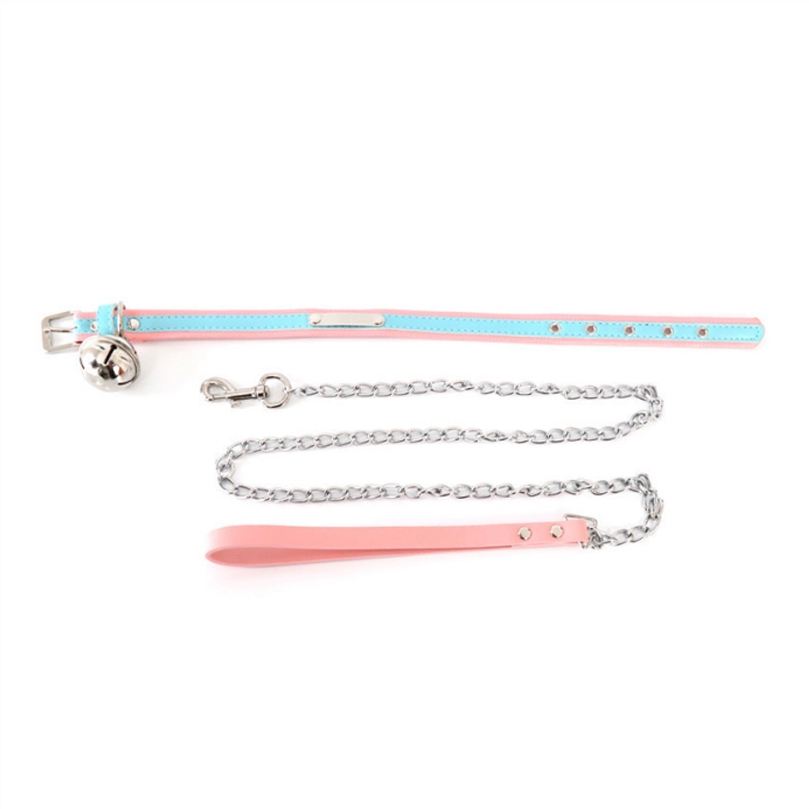 Fashion Pink Blue Leather Bell Choker Collar Neckl