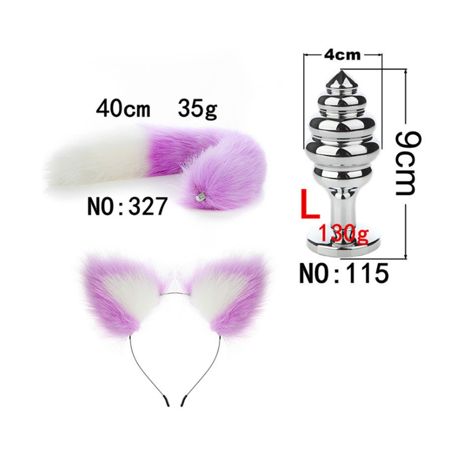 Faux fox tail anal plug ear hairpin set cosplay ad
