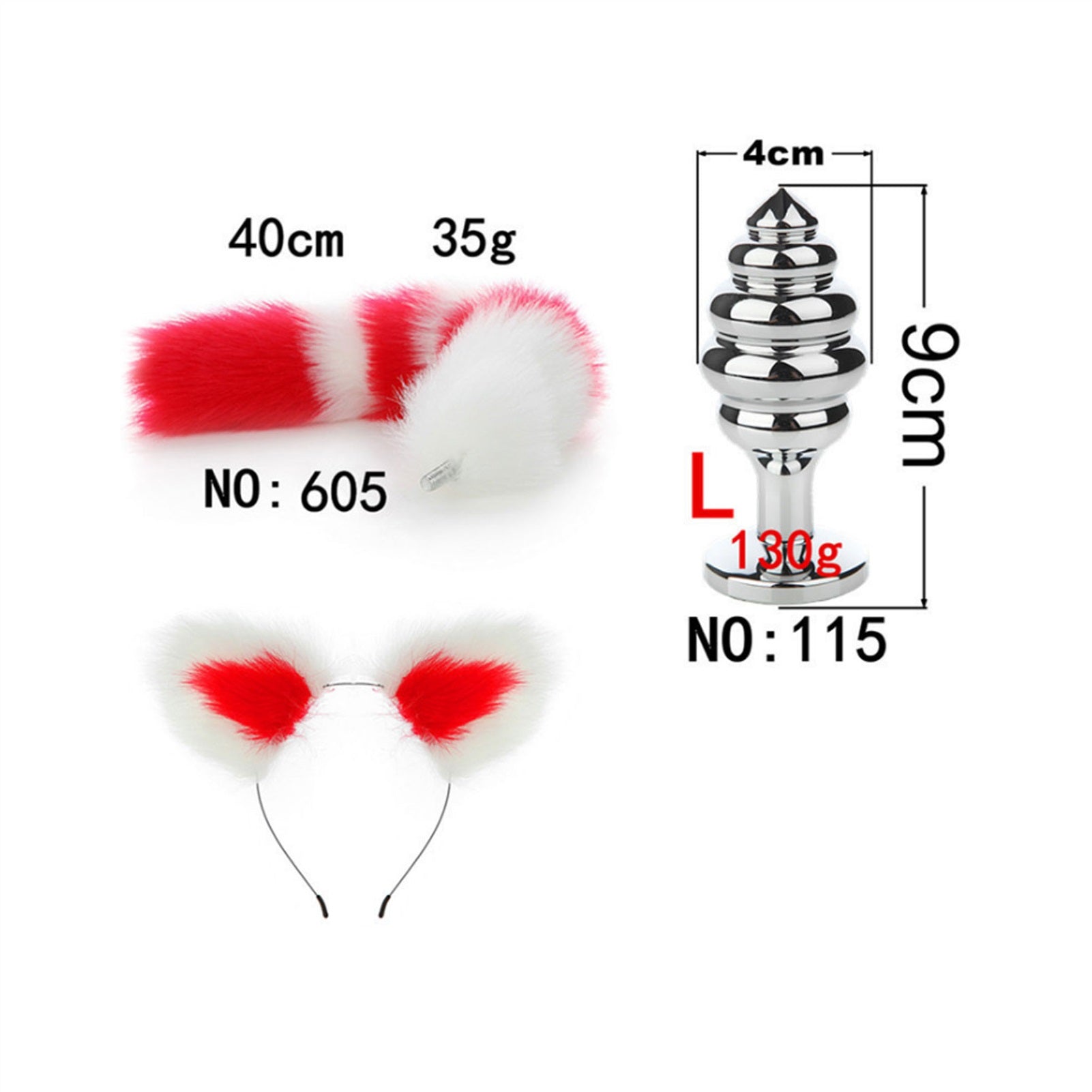 Faux fox tail anal plug ear hairpin set cosplay ad
