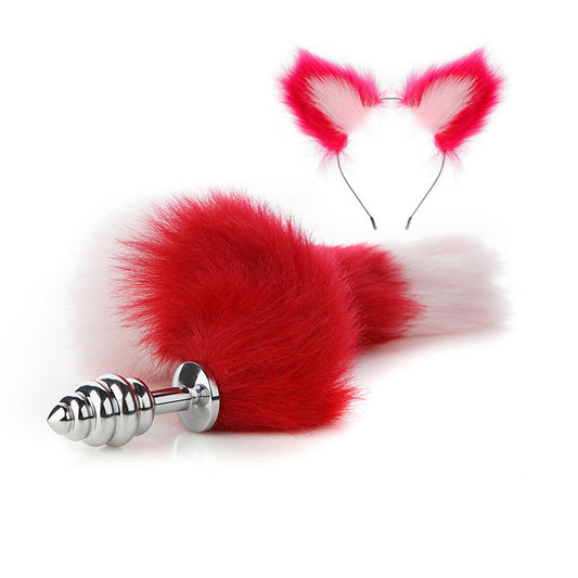 Faux fox tail anal plug ear hairpin set cosplay ad