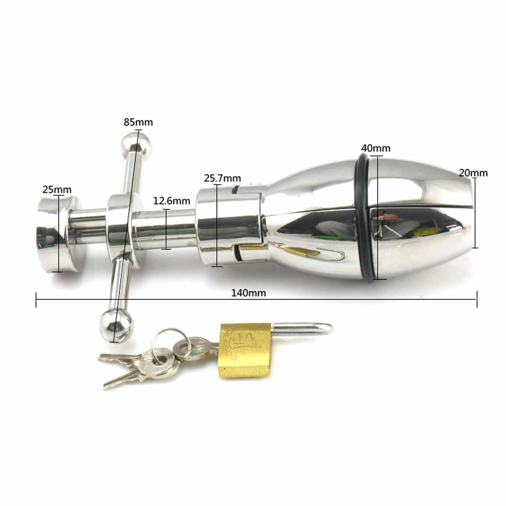 Unique Huge Stainless Steel Lockable Anal Plug Hea