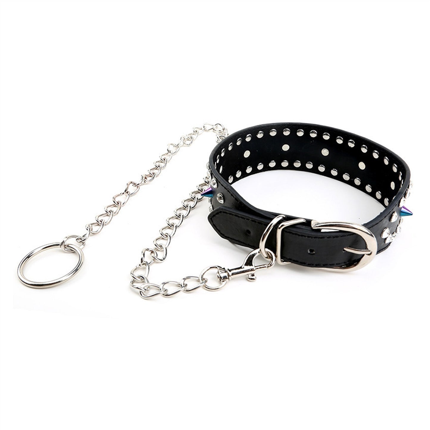 Nightclub Punk Rock Colorful Spike Rivets Black PU
