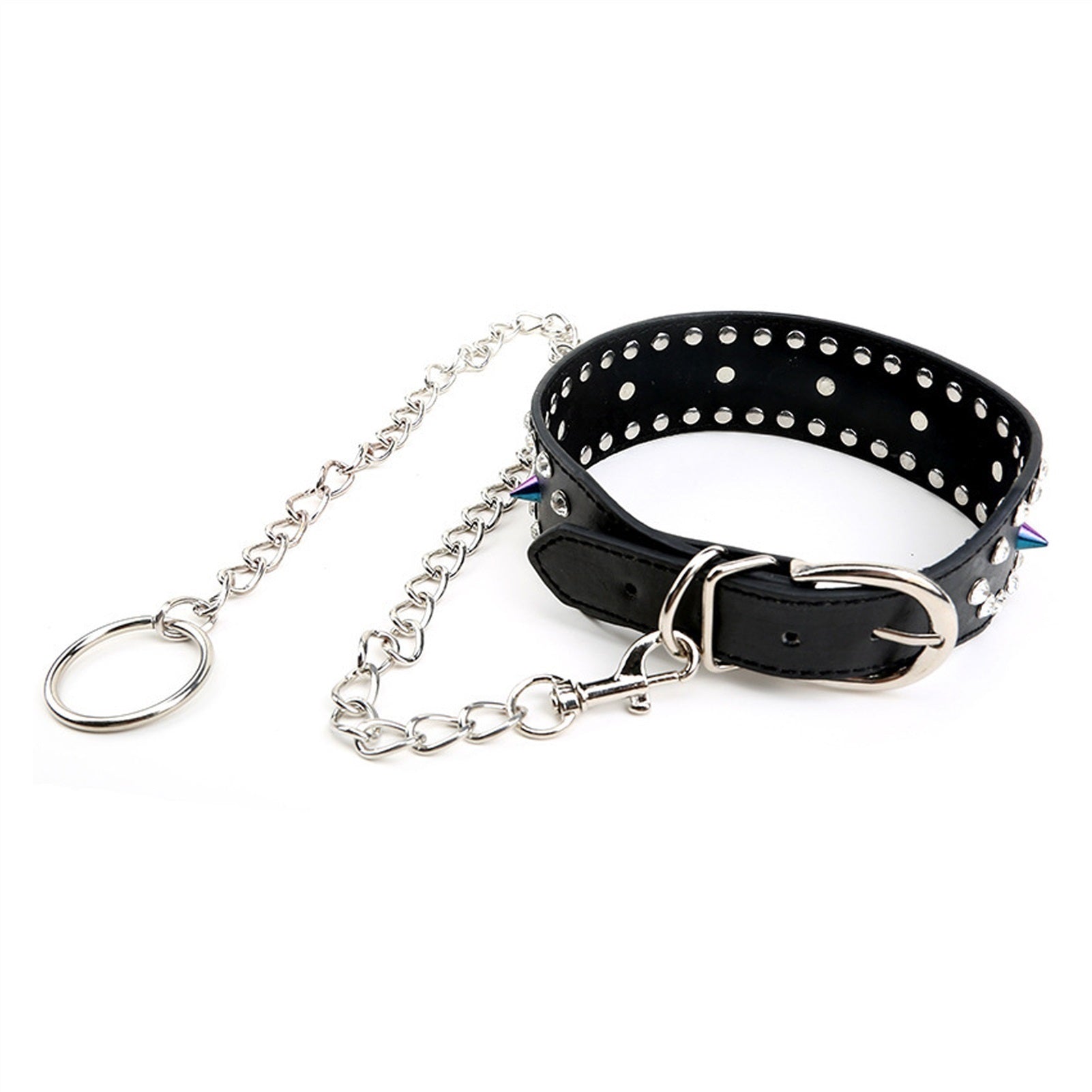 Nightclub Punk Rock Colorful Spike Rivets Black PU