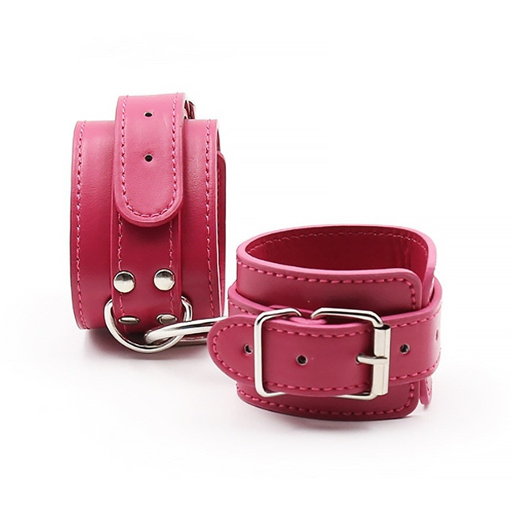 PU Leather Adjustment Handcuffs Leg Cuffs Set Flir