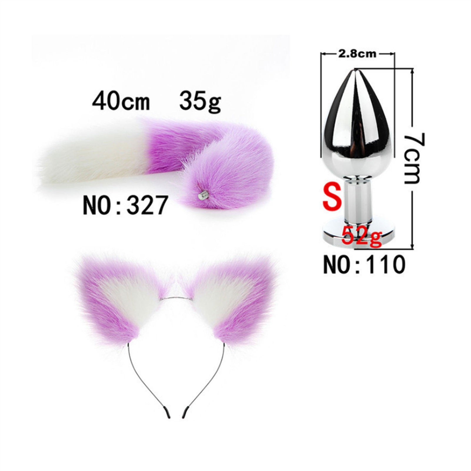 Faux fox tail anal plug ear hairpin set cosplay ad
