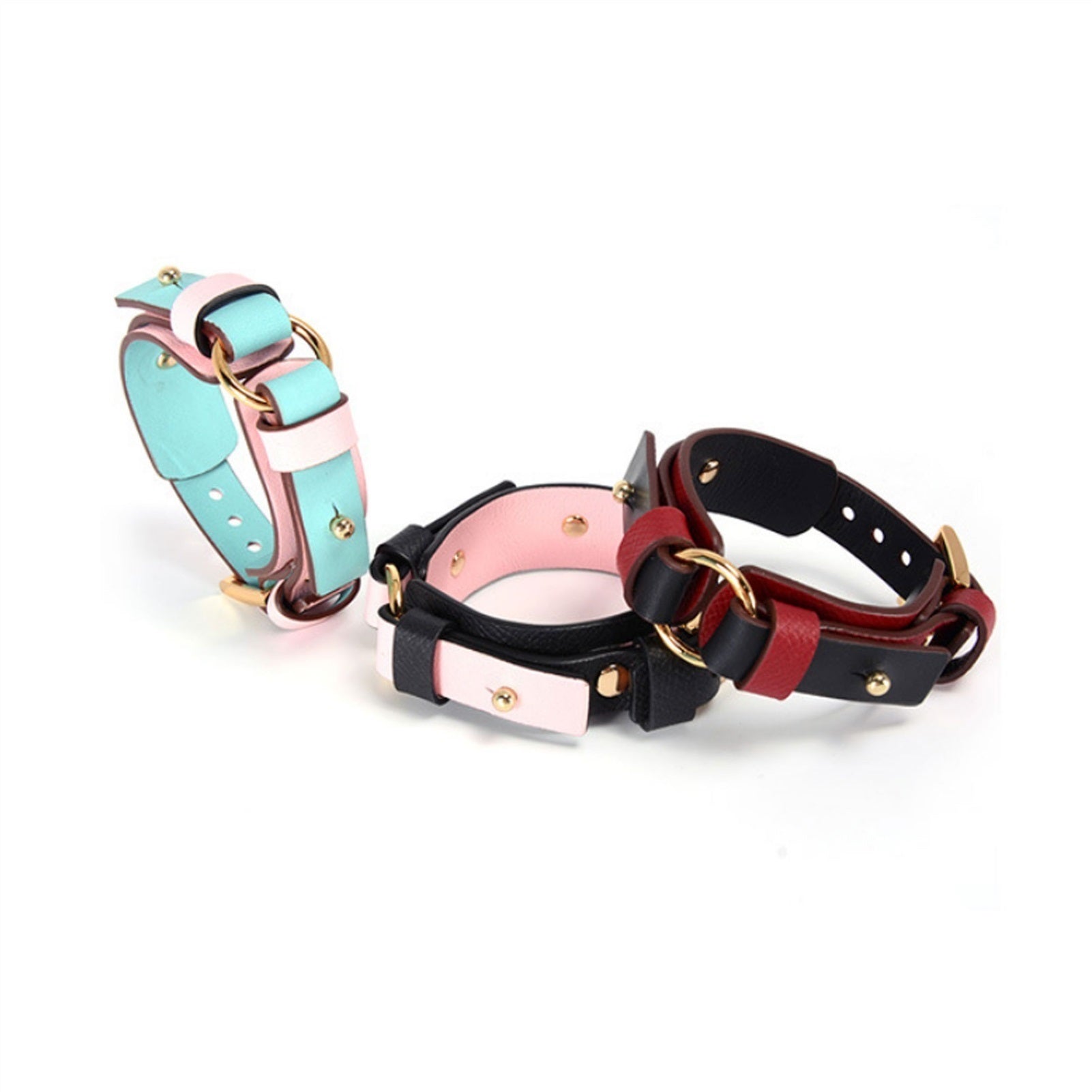 PU Leather Choker Collar Bracelet With Chain Adjus