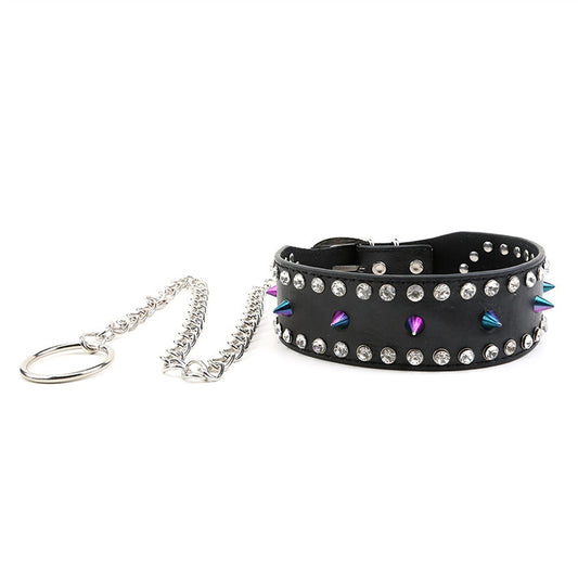 Nightclub Punk Rock Colorful Spike Rivets Black PU
