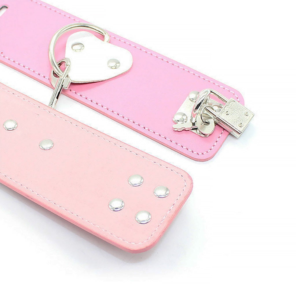 PU Leather Heart Adjustment Handcuffs Leg Cuffs Se