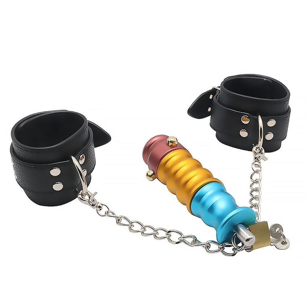 Metal Handcuffs Anal Plug With Chain Master Slave 
