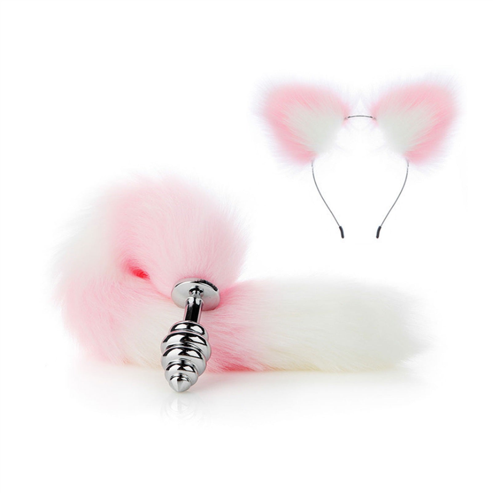 Faux fox tail anal plug ear hairpin set cosplay ad