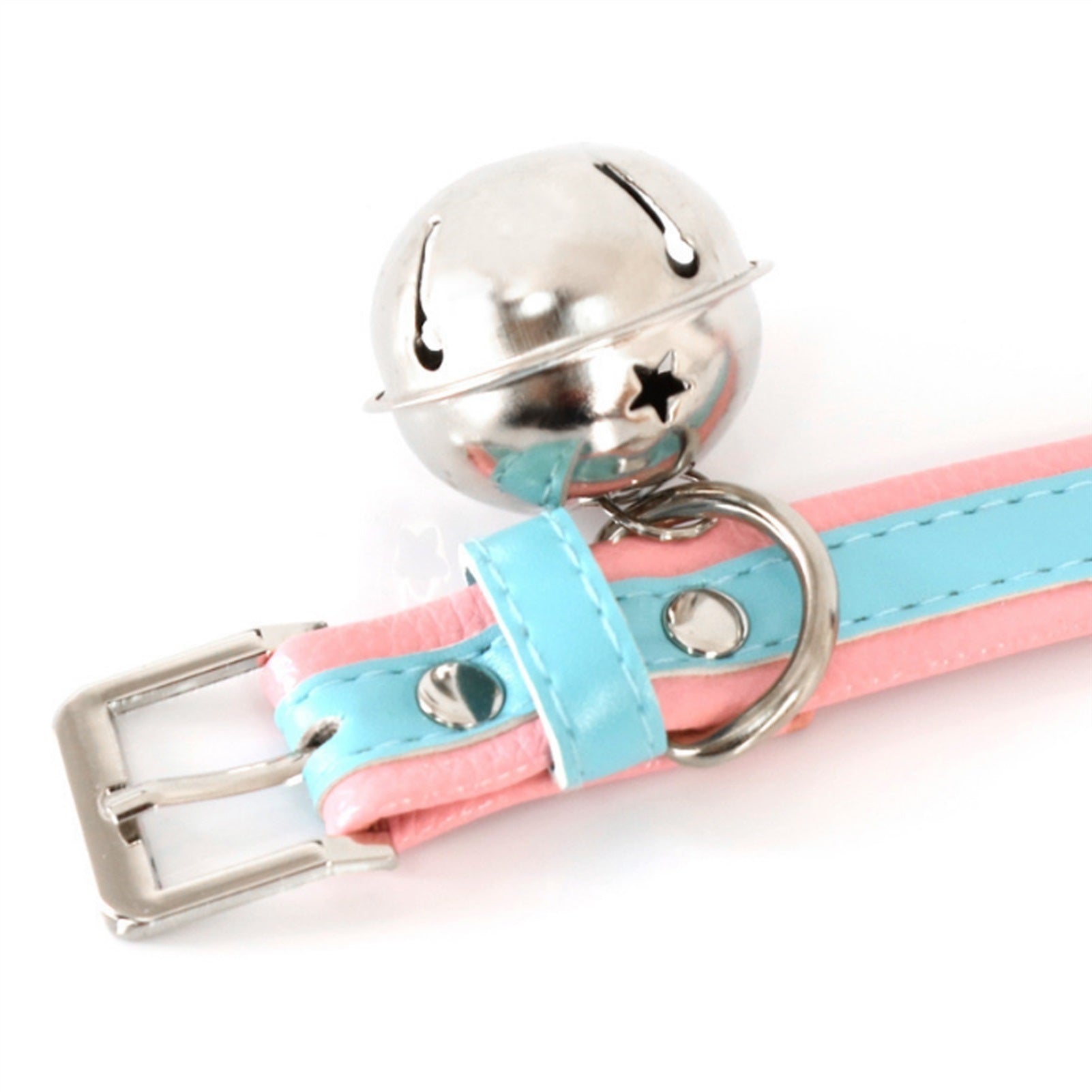 Fashion Pink Blue Leather Bell Choker Collar Neckl