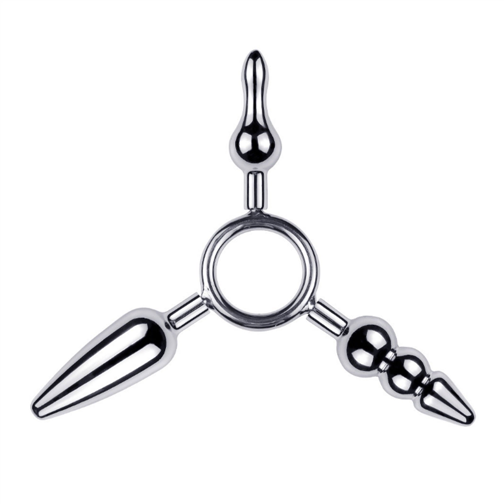 Metal Three Heads Anus Plug Small Curved Masturbat
