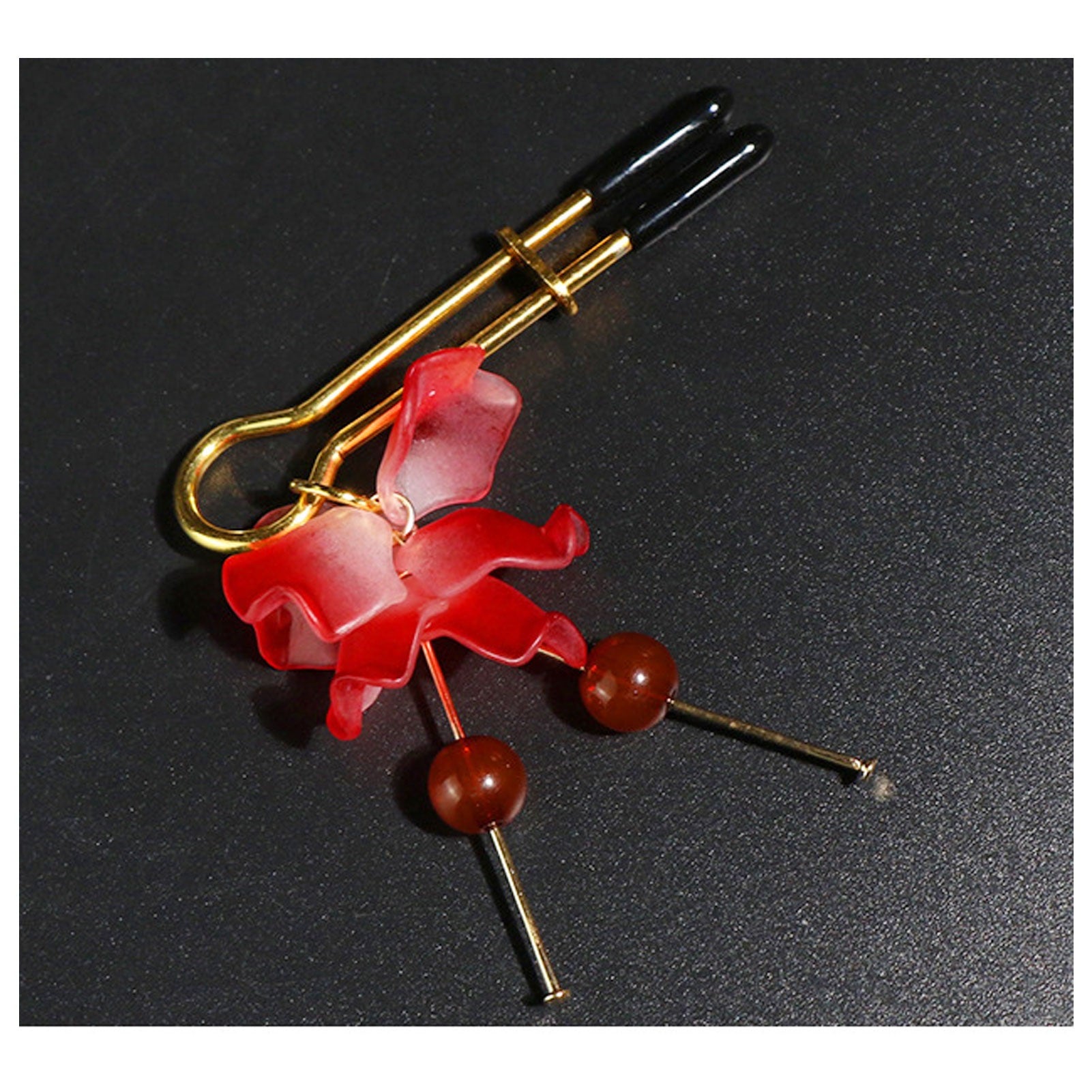 Petals Red Beads Bells Metal Clip Nipple Clamps Wi