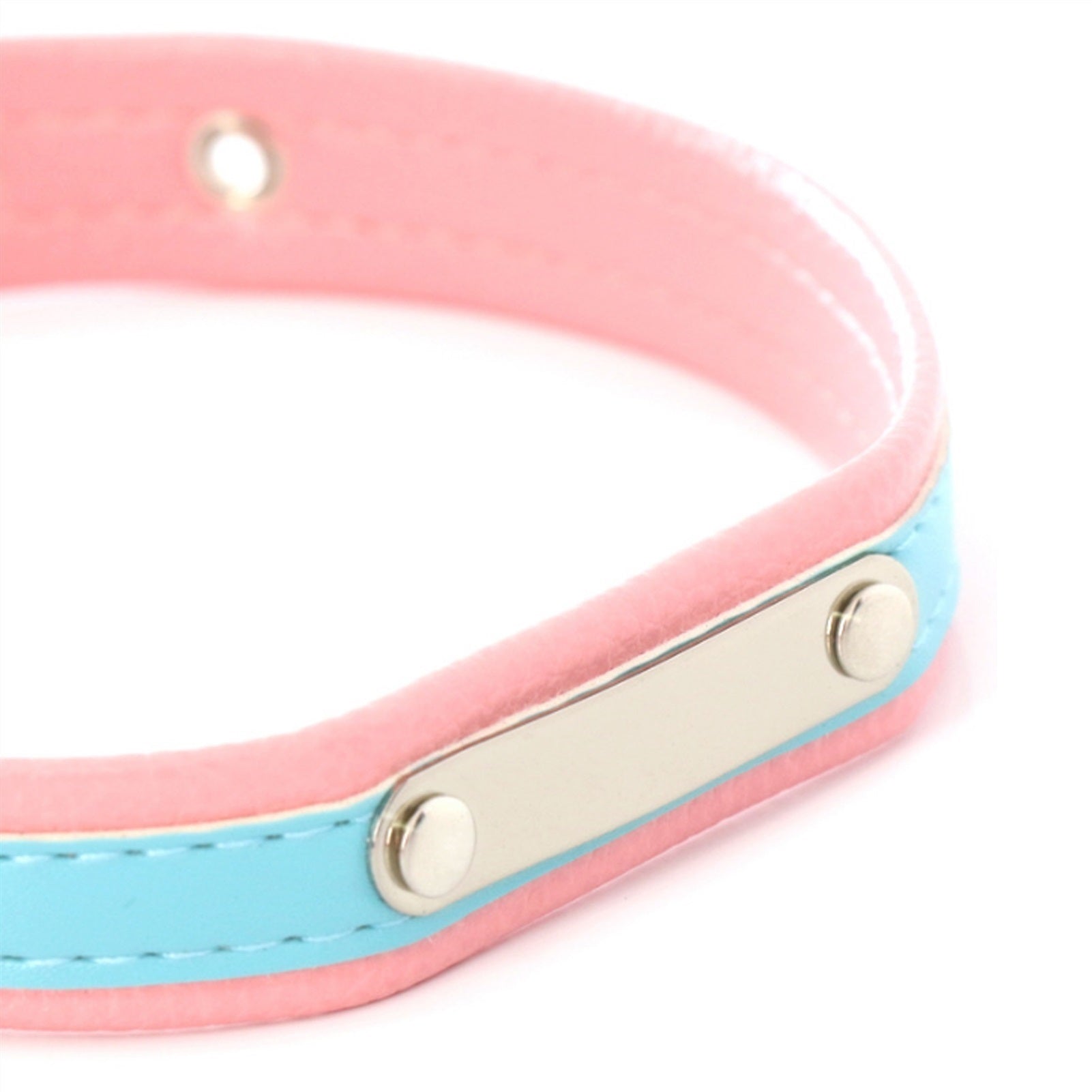 Fashion Pink Blue Leather Bell Choker Collar Neckl