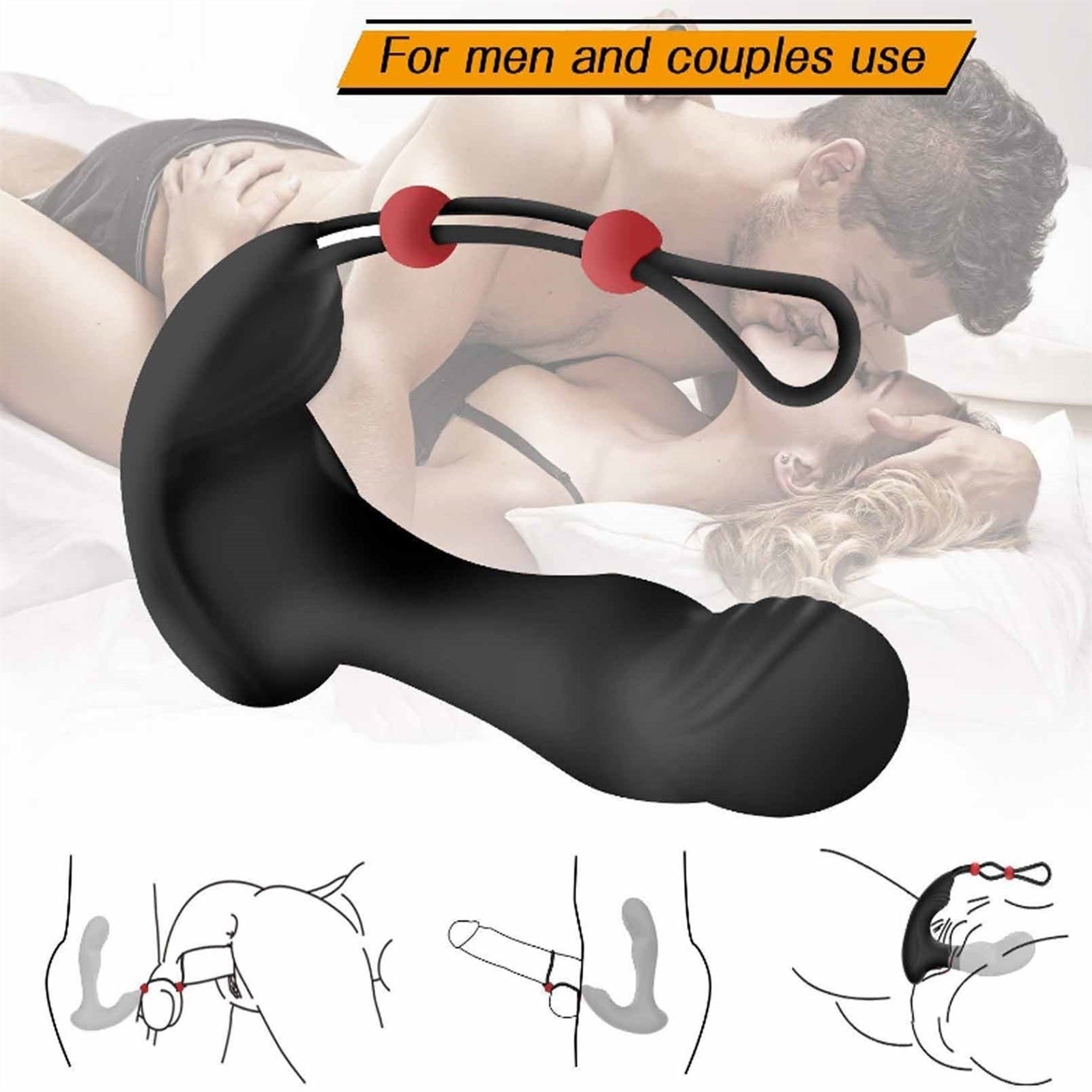 Male Prostate Massager Anal Vibrator with Penis Ri