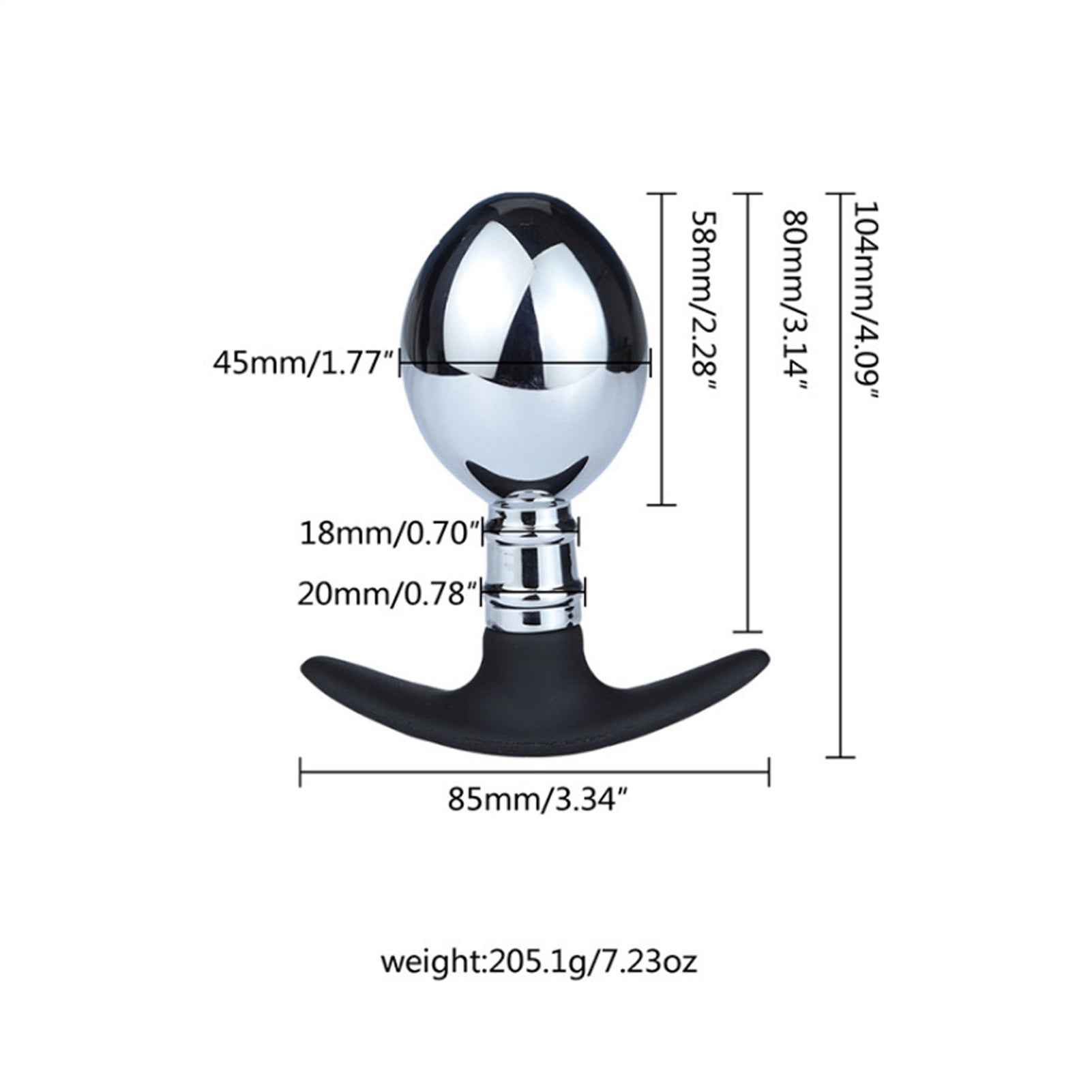 Metal Silicone Base Anus Plug Small Curved Masturb