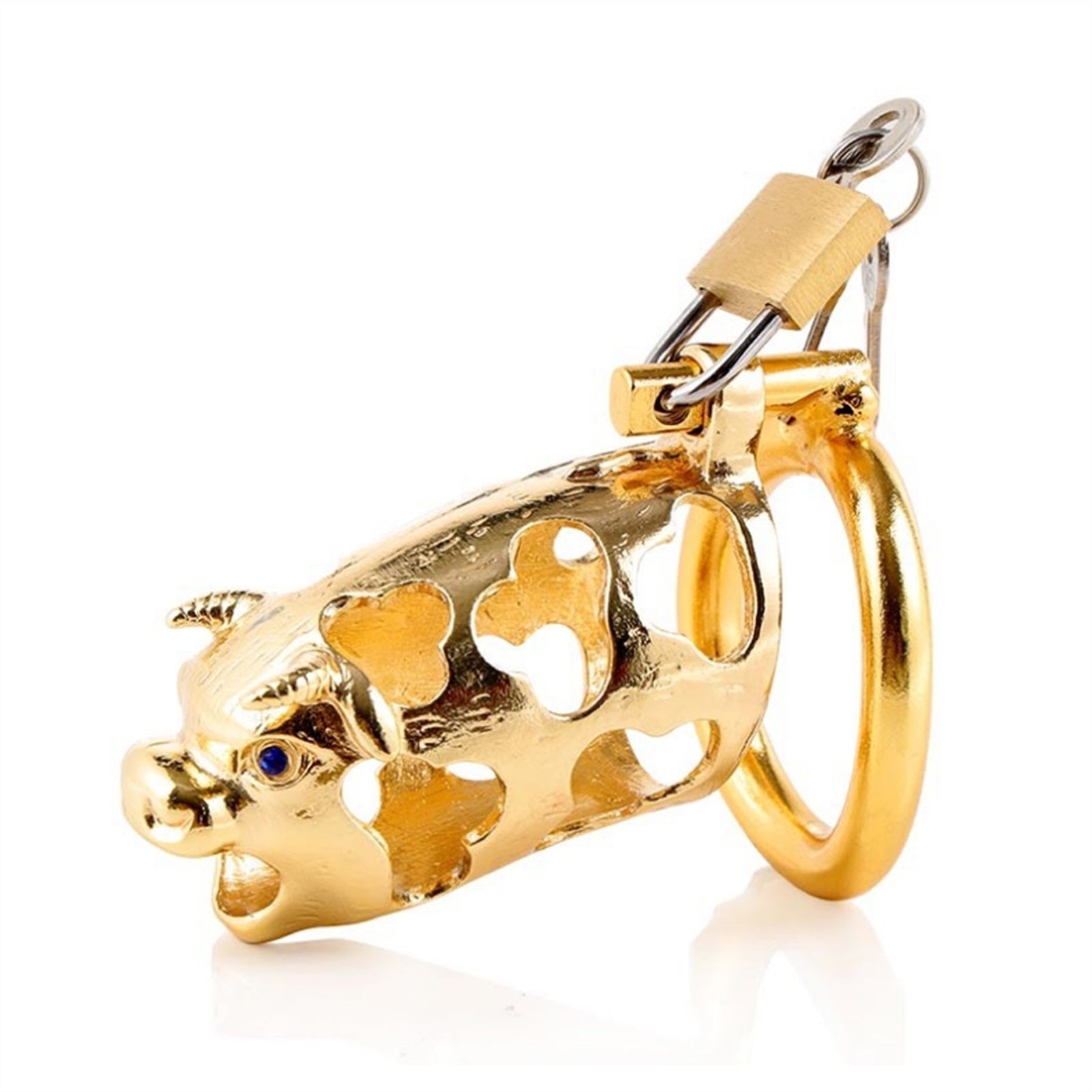 Cow Head Metal Chastity Lock Male Appliance Penis 