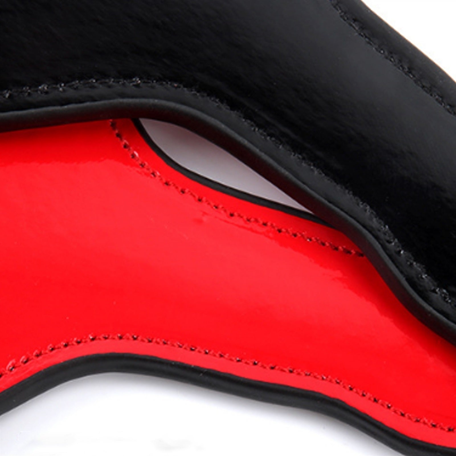 Black Red Two-toned PU Patent Leather Hand Racket 