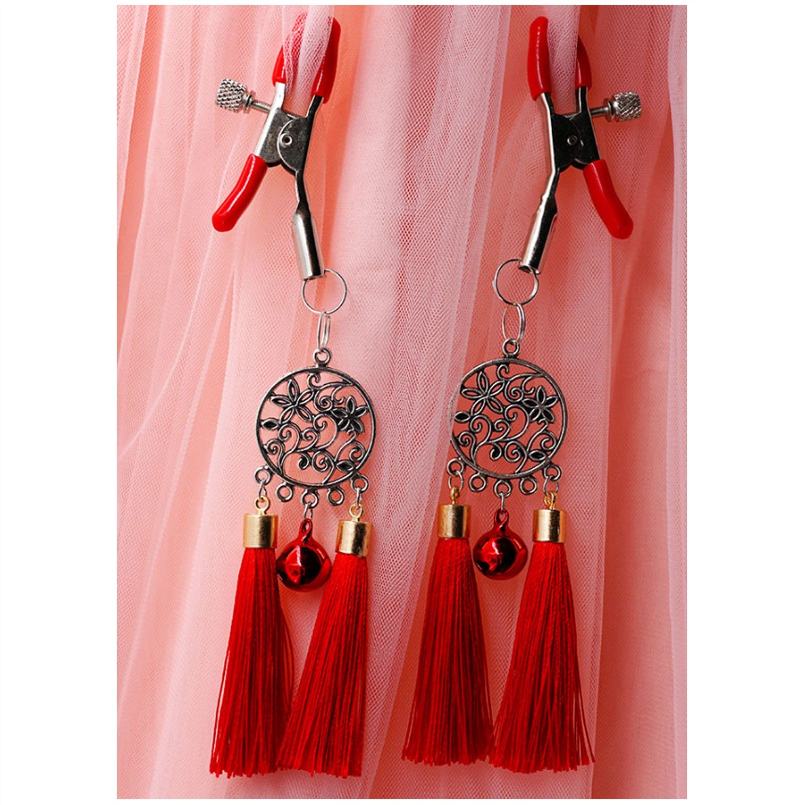 Feather Bells Metal Tassels Pendant Nipple Clamps 