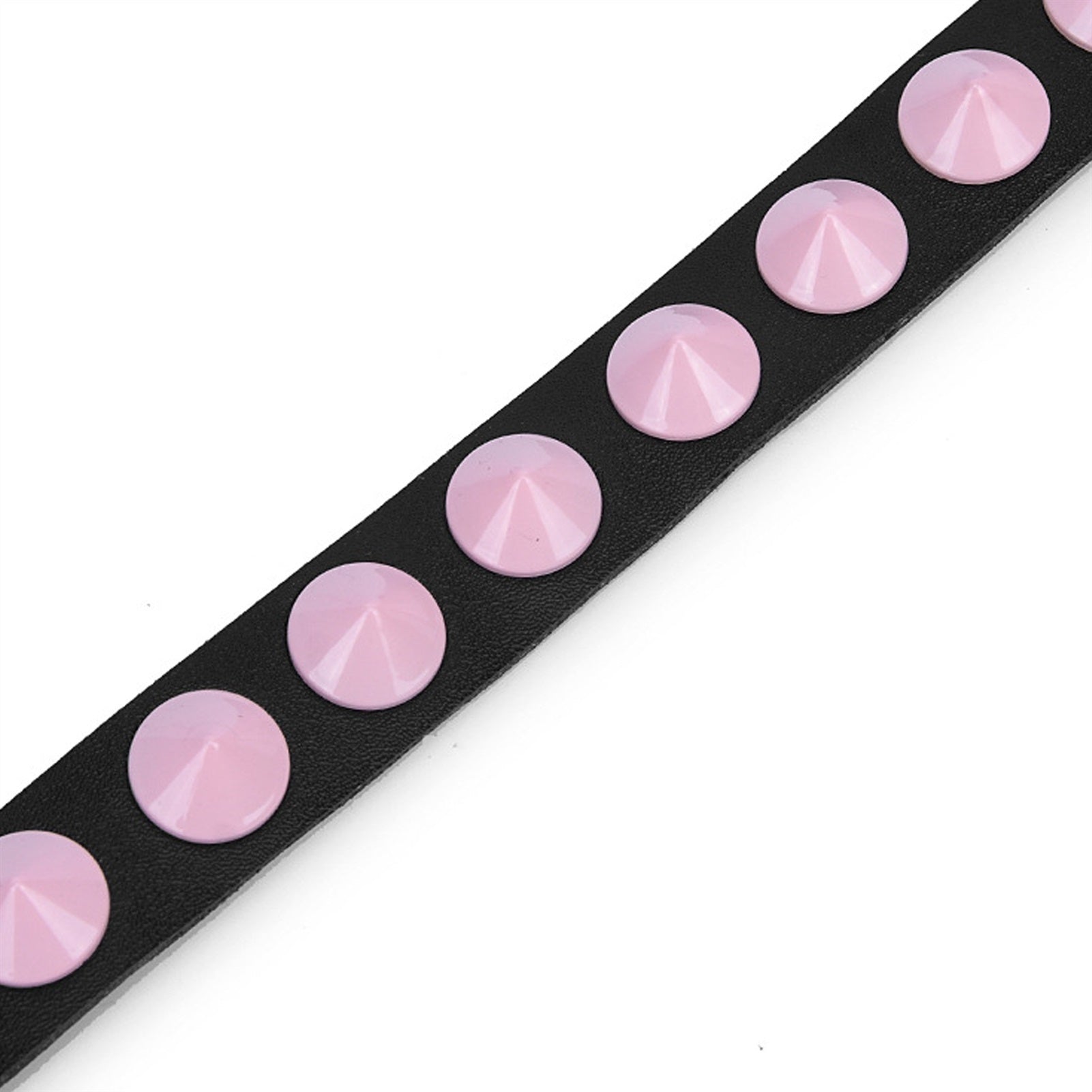 Pink Rivets Leather Collar Necklace Adjustable Siz