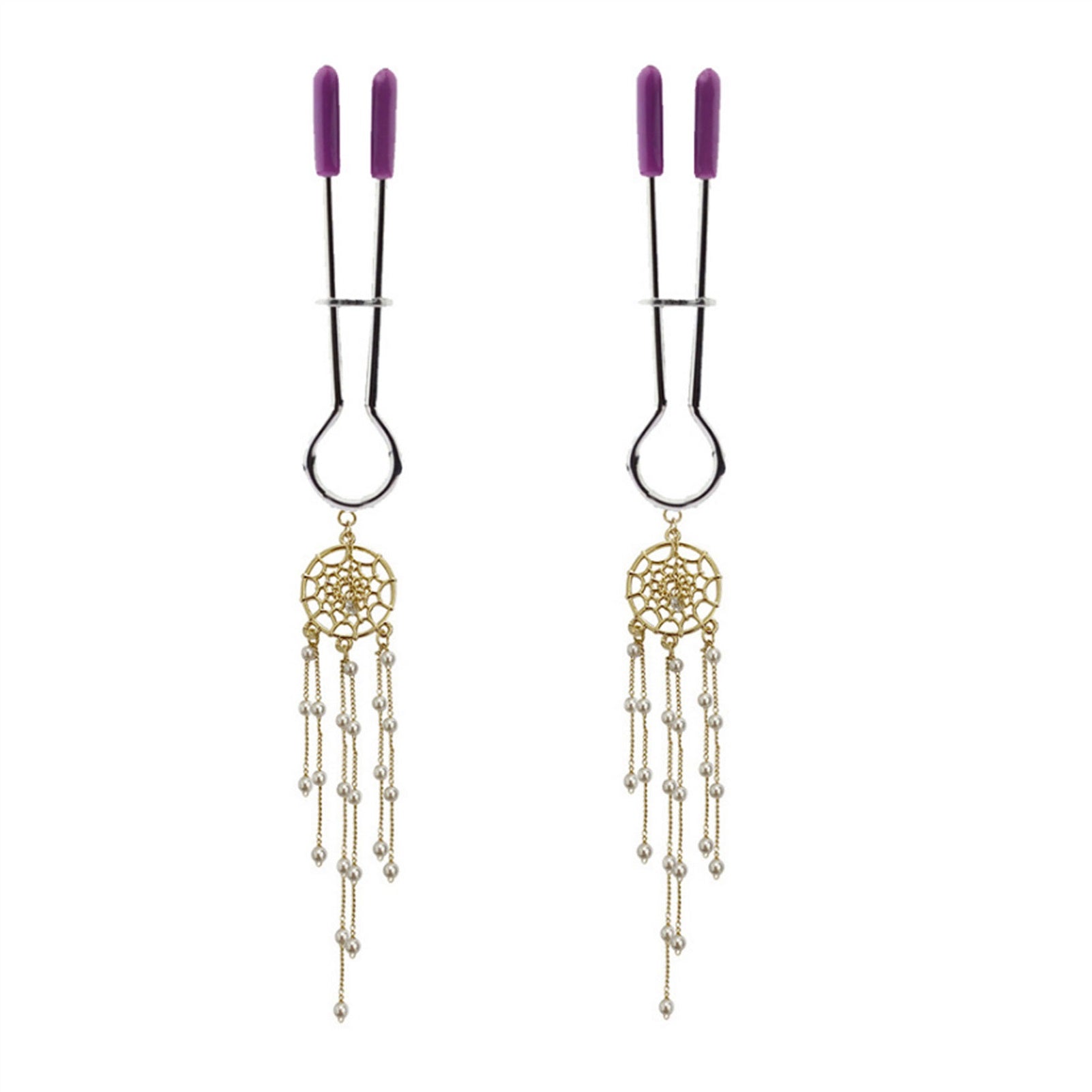 Purple Metal Clip Nipple Clamps With Screw Piercin
