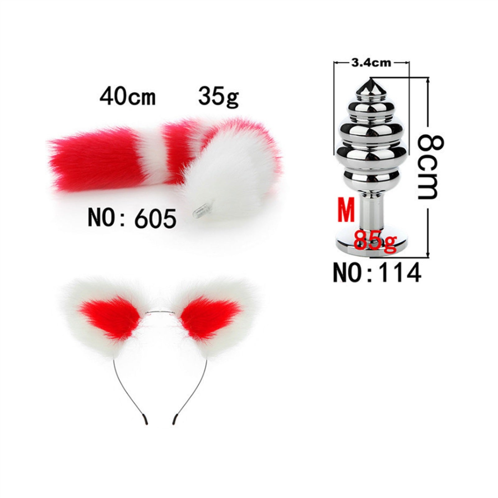 Faux fox tail anal plug ear hairpin set cosplay ad