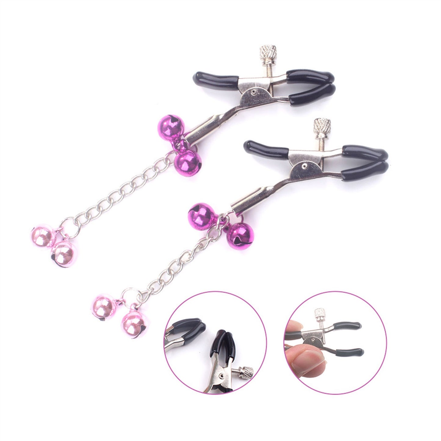 4 Bells Metal Clip Nipple Clamps With Screw Pierci