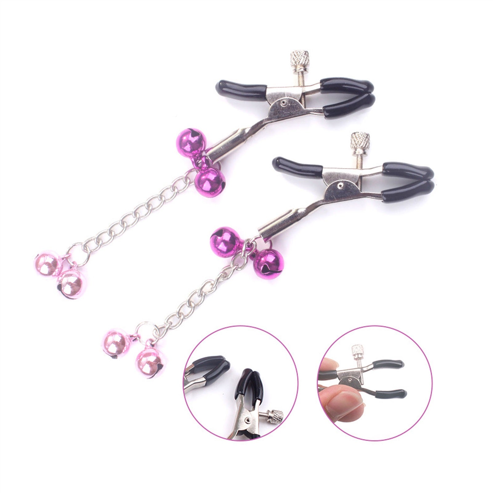4 Bells Metal Clip Nipple Clamps With Screw Pierci