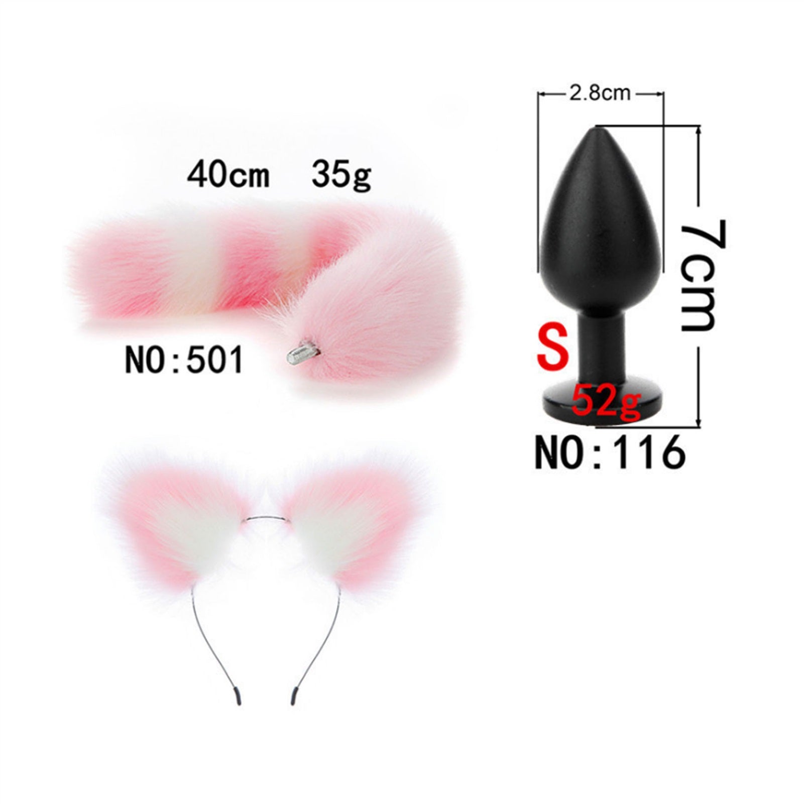 Faux fox tail anal plug ear hairpin set cosplay ad