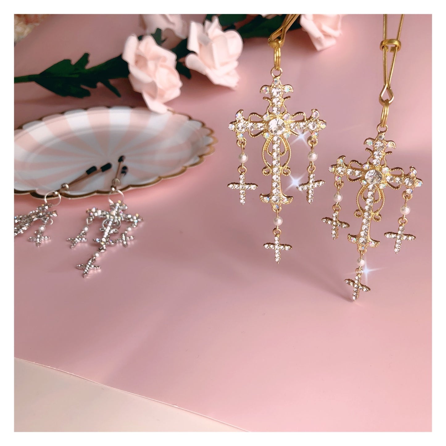 1 Pair Breast Nipple Clamps Clip Rhinestone Heart 