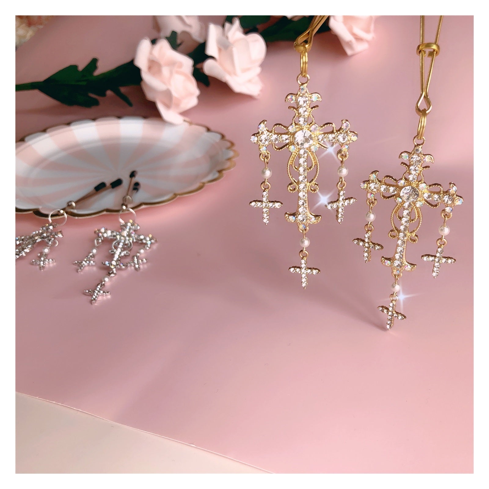 1 Pair Breast Nipple Clamps Clip Rhinestone Heart 