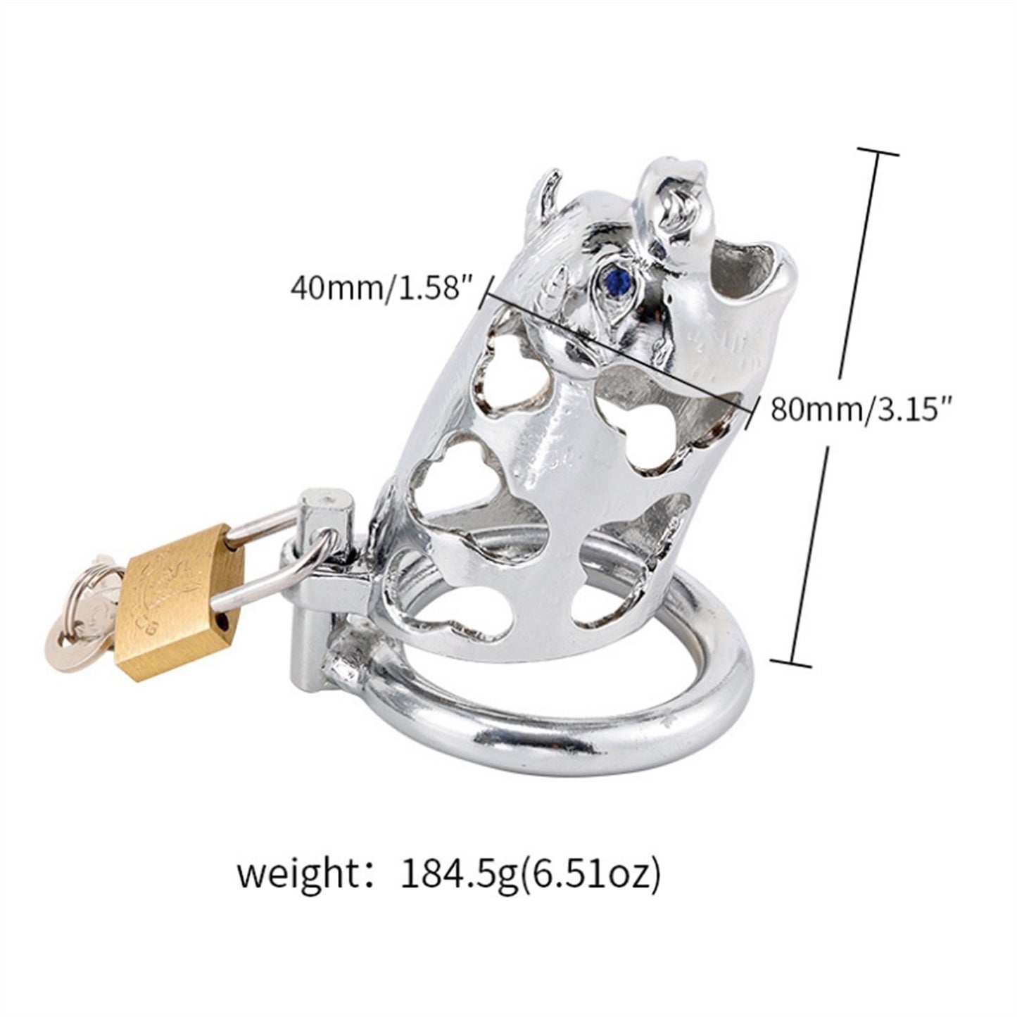 Cow Head Metal Chastity Lock Male Appliance Penis 