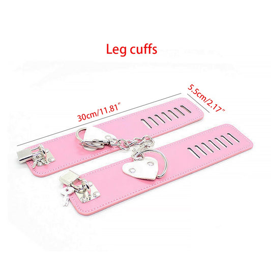 PU Leather Heart Adjustment Handcuffs Leg Cuffs Se