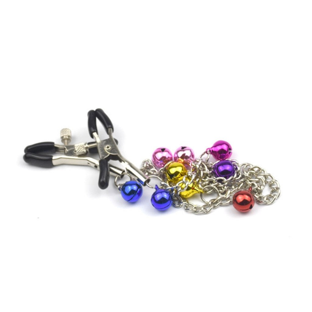 9 Chromatic Bells Nipple Clamps With Chain For Che