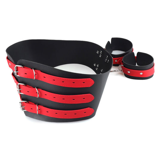 PU Leather Adjustment Handcuffs Leg Cuffs Set Flir